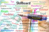 Skillboard - Visionboard, Sympa.works, Meine Werte, wichtig, Freundlichkeit, Transparenz, Koordination, präzise, strukturiert, Dynamisch, ehrlich